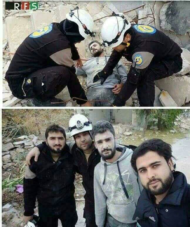 صورة : شباب يلتقطون سيلفي بعد مسرحية الكيمياوي !