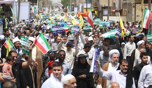 بدء مسيرات يوم القدس العالمي بمختلف المدن الايرانية