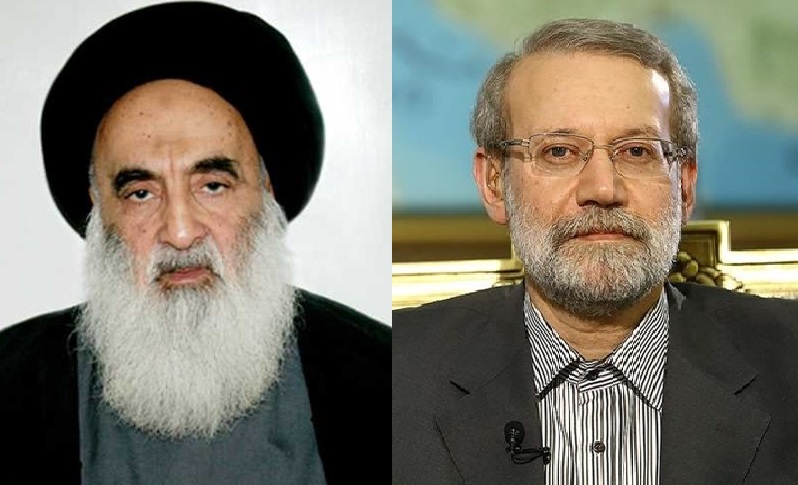 لاريجاني يهنئ آية الله السيستاني بدحر الارهابيين من الموصل