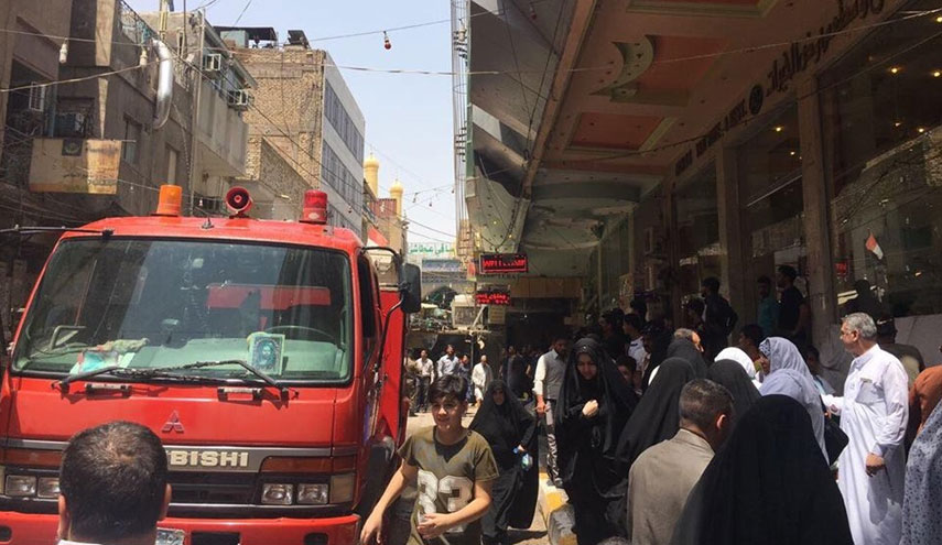 بالصور.. حريق بالقرب من مرقد ابو الفضل العباس (ع) في كربلاء المقدسة