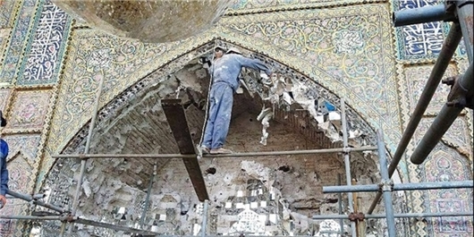 بالصور...اكمال مشروع اعادة بناء طاق باب قريش عند مرقدي الامامين الكاظمين (ع) 