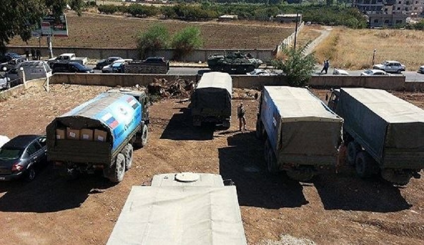 مساعدات روسية للاجئين في مدينة الرستن بريف حمص