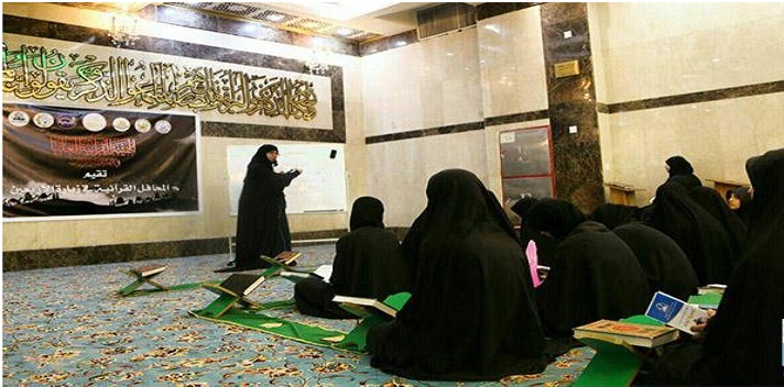 محطة قرآنية في خدمة الزائرات المشاركات في أربعينية الإمام الحسين عليه السلام 