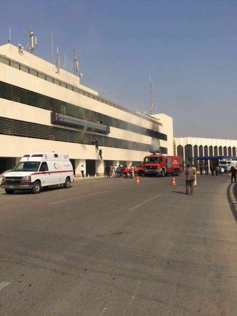  بالصور.. حريق في مبنى سلطة الطيران المدني العراقية