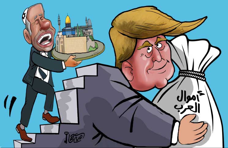 سرقت منابع و مقدسات کشورهای عربی و اسلامی+کاریکاتور