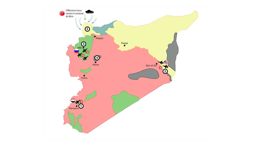 "ليترا 43": آخر خريطة لانتشار القوى المتصارعة بسوريا (شاهد)