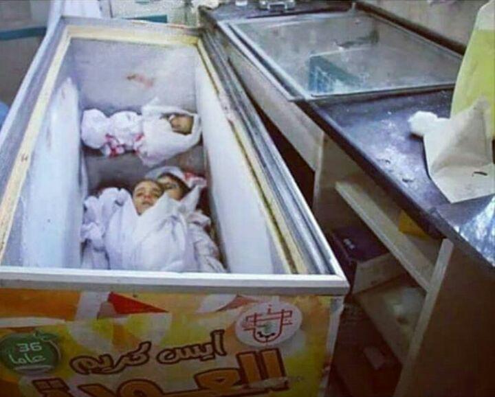  نگهداري پيكر كودكان يمني در يخچال مغازه 