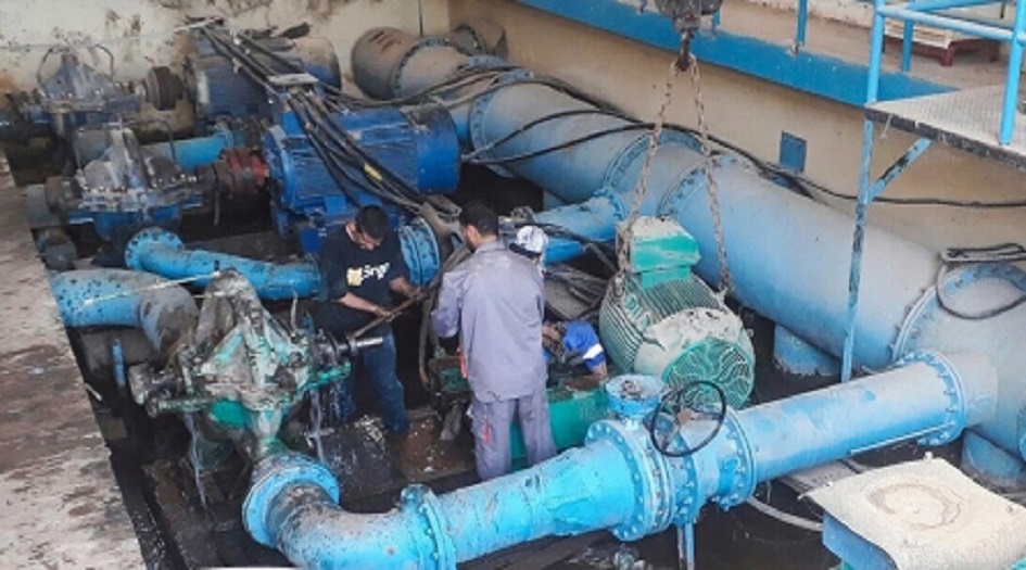 خلية العتبة الحسينية تشغل محطة ماء الفاو 