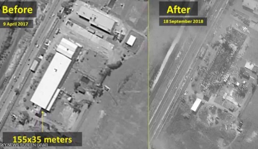 الكيان الإسرائيلي ينشر صورا لما يزعم أنه مخزن الأسلحة المقصوف باللاذقية