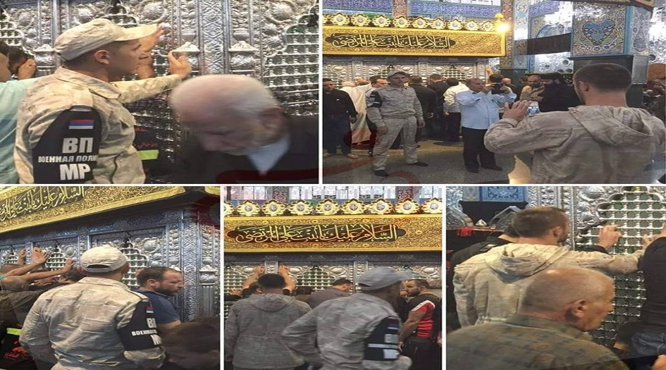 جنود روس يزورون مقام السيدة زينب ( عليها السلام ) 