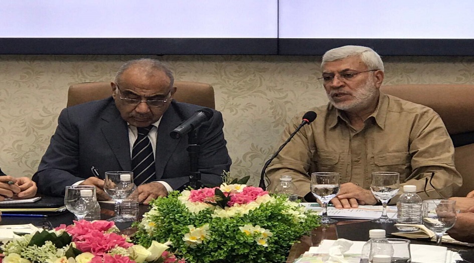 عبد المهدي: سنعمل سوية لإيجاد مصادر مالية لدعم الحشد