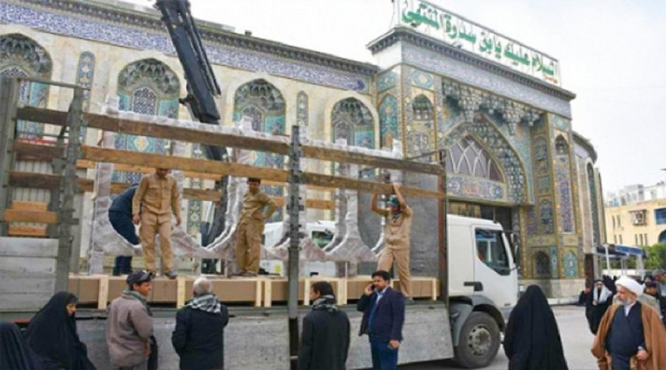 بالصور..وصول شباك ضريح شهداء الطف الى كربلاء المقدسة