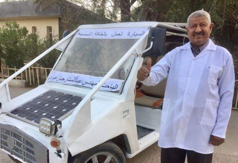 بالصورة: اول سيارة تعمل بالطاقة الشمسية تصنع في كربلاء