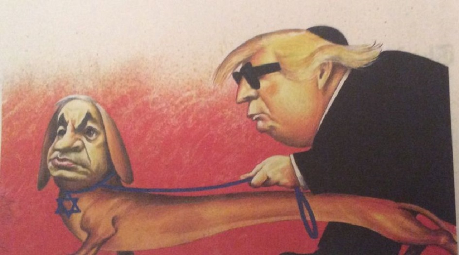 نيويورك تايمز تعتذر عن كاريكاتير... "نتنياهو كلب يجر ترامب"