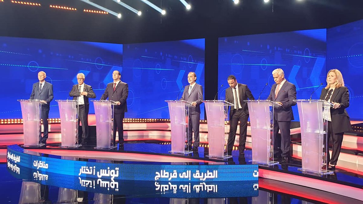 المناظرة التلفزيونية في تونس.. مشاحنة بين الهمامي ويوسف الشاهد 