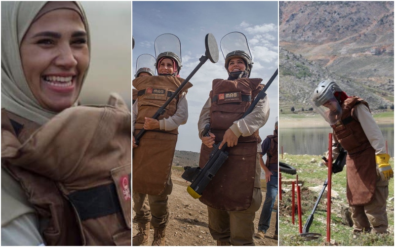 بالصور..لبنانيات قررن اقتحام عالم "نزع الألغام" بقلب قوي لأھداف إنسانية وتوفيراً للقمة العيش