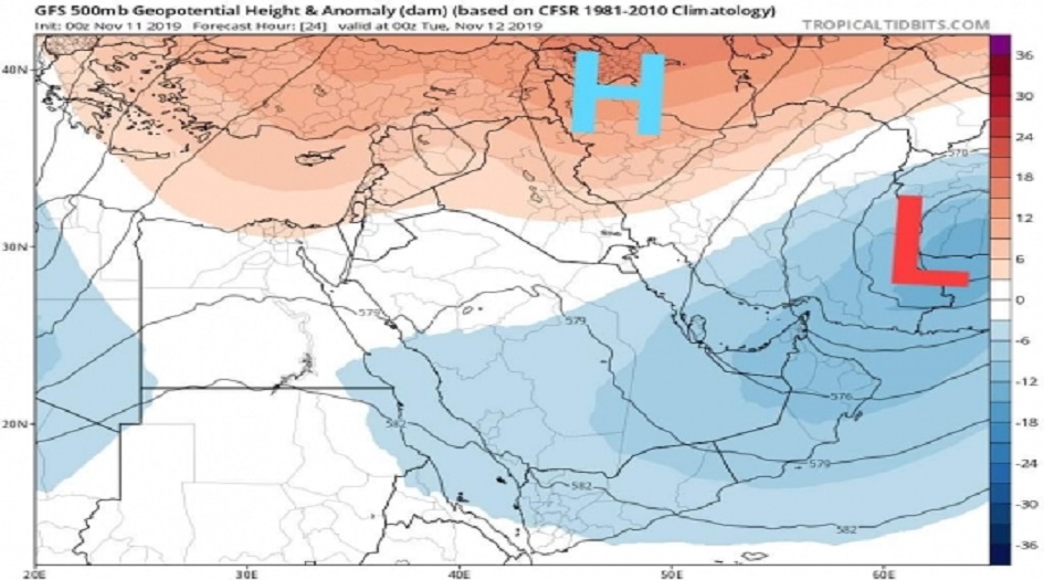 منخفض جوي يحجب توقعات هطول الامطار في مدن العراق للأيام المقبلة