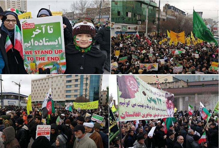 حضور مهاجران افغانستاني در راهپيمايي 22 بهمن در ايران + عكس
