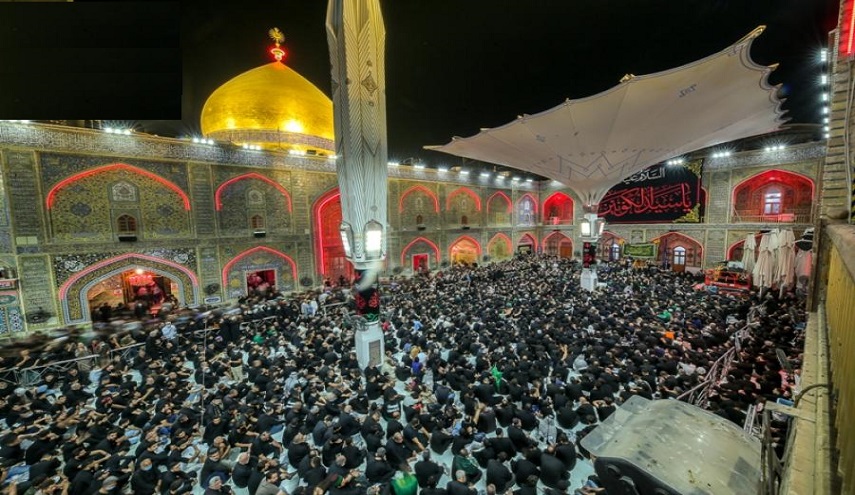 بالصور.. مواكب العزاء تحيي مراسيم وفاة النبي الأعظم (ص) عند مرقد أمير المؤمنين(ع)