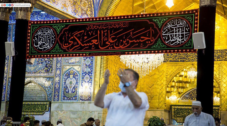 بالصور: بحلول ذكرى استشهاد الامام الحسن العسكري (ع) .. مرقد الامام الحسين (ع) يتشح بالسواد
