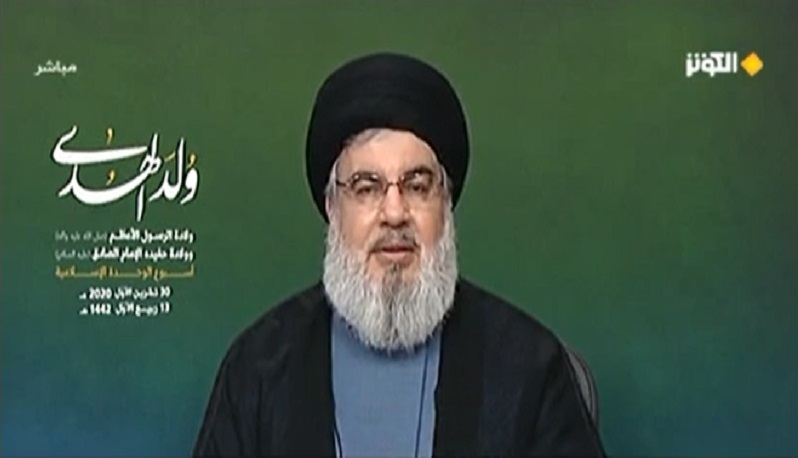 السيد حسن نصر الله: المسلمون لن يتحملوا أي إساءة للرسول الاكرم (ص)