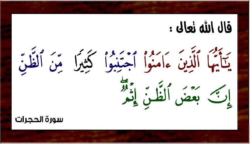 قبسات قرآنية (28 )..(يا أيها الذين آمنوا اجتنبوا كثيرا من الظن...)