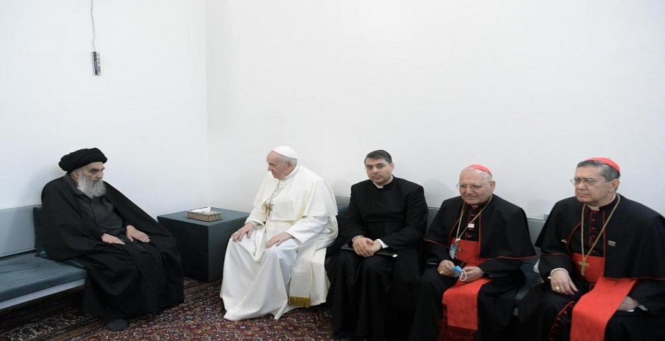 بيان مكتب السيد السيستاني بعد لقائه البابا