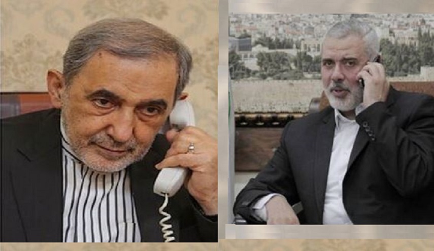 في اتصال هاتفي مع هنيه؛ ولايتي يؤكد دعم إيران القوي للشعب الفلسطيني