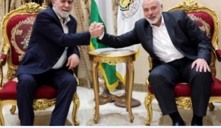  هنية والنخالة يلتقيان ويتبادلان التهنئة بانتصار المقاومة