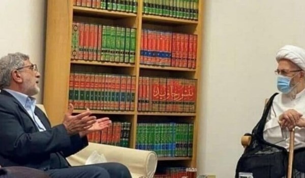 العميد قاآني يلتقي المراجع العظام ويشرح لهم وضع محور المقاومة