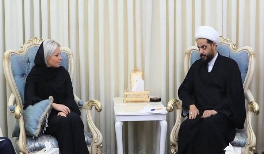 الشيخ الخزعلي يطلع بلاسخارت على تلاعب المفوضية بنتائج الانتخابات