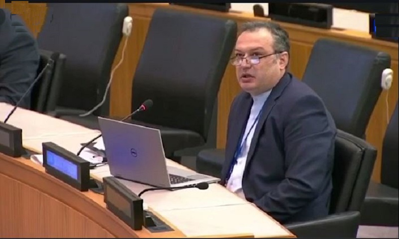 دبلوماسي ايراني يرد على تخرصات مندوب الكيان الصهيوني في الجمعية العامة