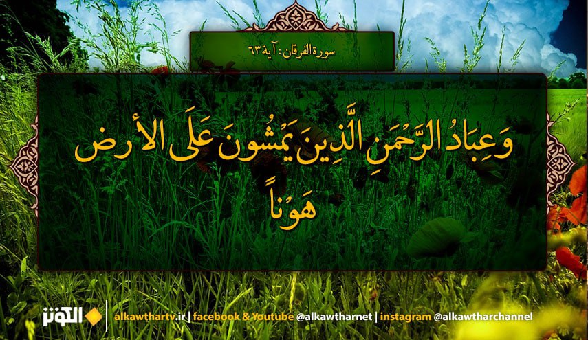 (وَعِبَادُ الرَّحْمَنِ الَّذِينَ يَمْشُونَ عَلَى الْأَرْضِ هَوْنًا وَإِذَا خَاطَبَهُمُ الْجَاهِلُونَ قَالُوا سَلَامًا ...) سورة الفرقان المباركة: آية 63