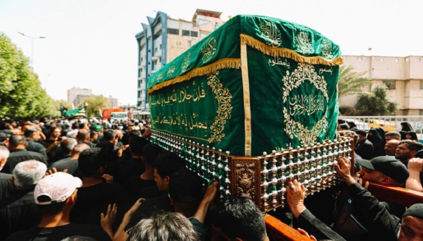 تشييع نمادين پيكر امام جواد (ع) در كاظمين بغداد