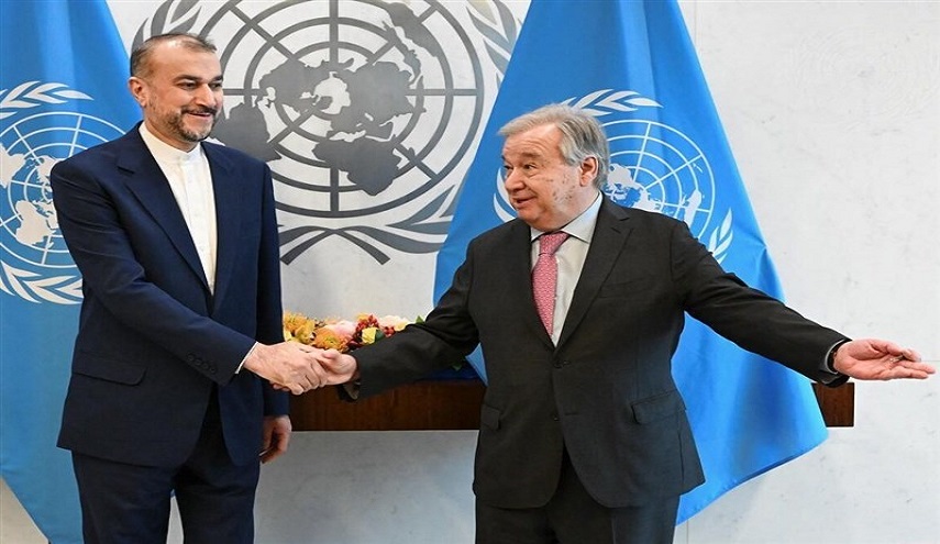 عبداللهيان لغوتيريش: استهدفناالمواقع الصهيونية التي وقع منها العدوان على سفارتنا في دمشق