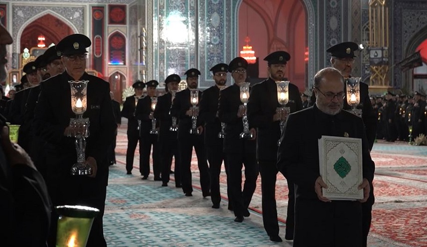 شاهد.. اقامة مراسم قراءة خطبة ليلة عاشوراء في الحرم الرضوي الشريف 