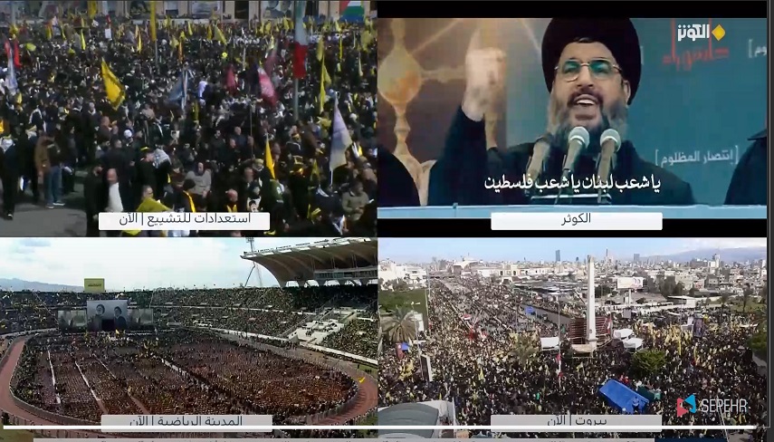 پوشش زنده‌ي وداع با شهيدان مقاومت از شبكه‌هاي برون‌مرزي